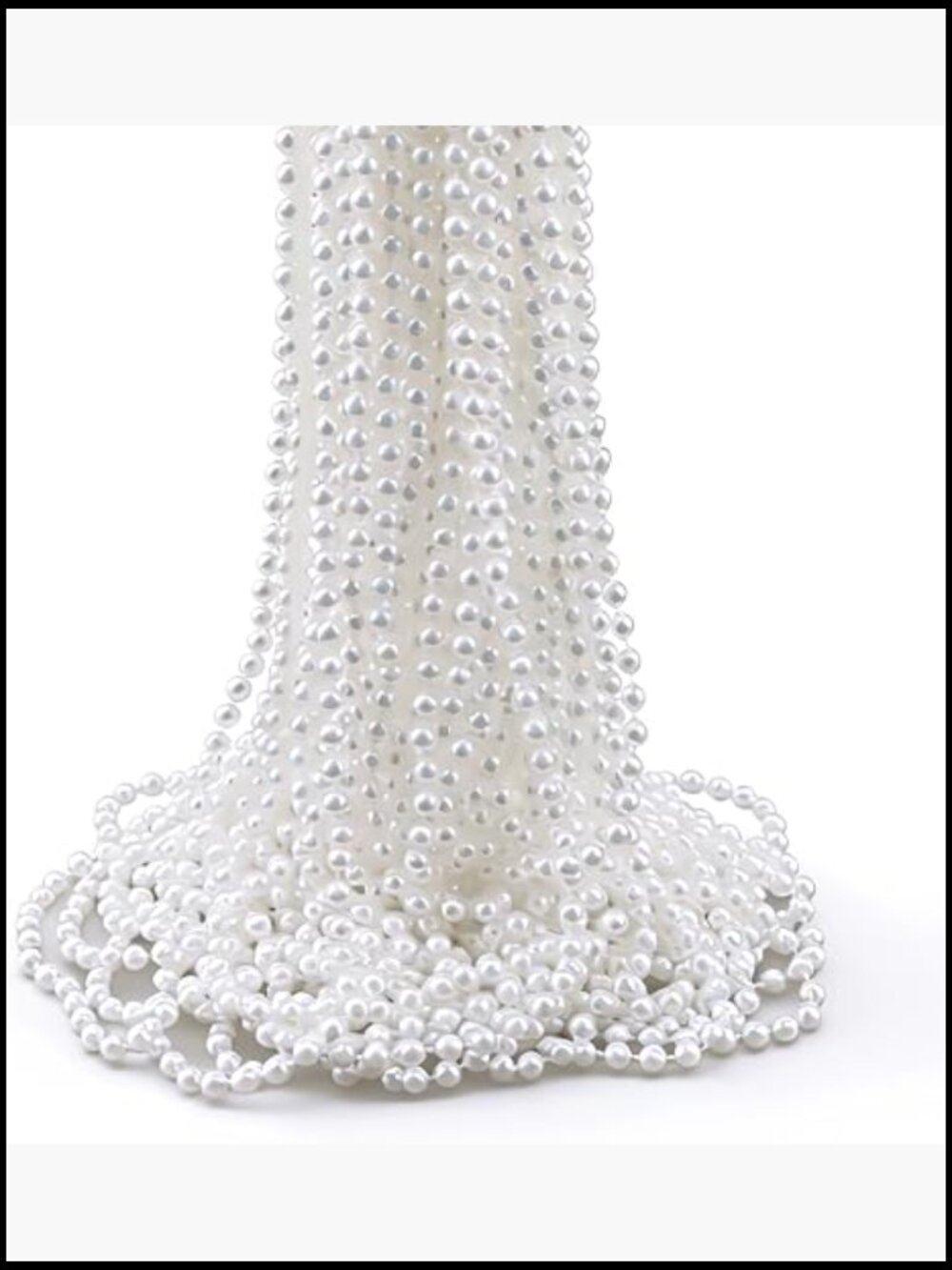 White Faux Pearl Bead Necklace Bulk 32 Inch Mardi Gras Party Decorations